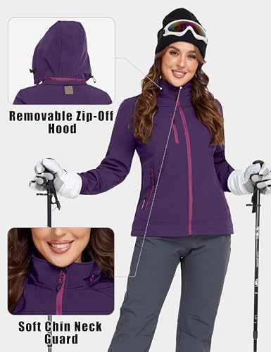 Little Donkey Andy Women’s Softshell Jacket, Ski Snowboarding Jacket with Removable Hood, Fleece Lined2