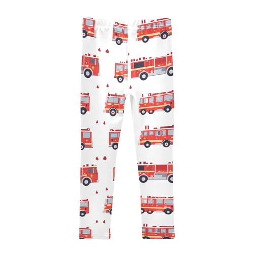 Fire Engine Trucks Red Girls Leggings Kids Yoga Pants Dance Active Tights 4T2