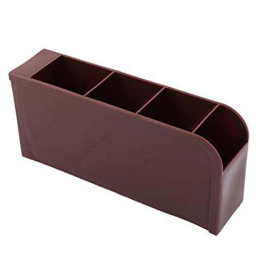 Ruilogod Caja divisora de cajones de almacenamiento con 4 ranuras para escritorio y hogar, color café (id: d8a d69 2c1 1cb 74e