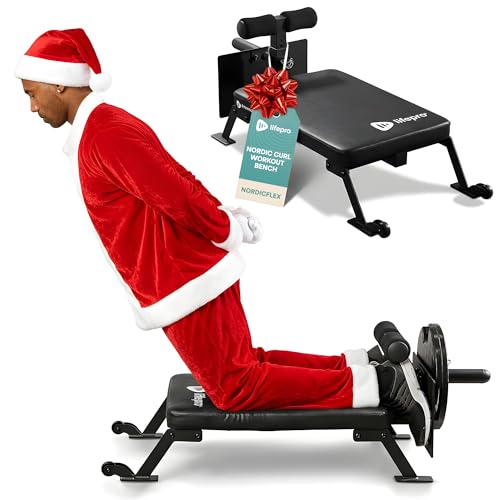 Lifepro Nordic Curl Workout Bench - Home Gym Hamstring Curl Machine & Glute Bench with Transport Wheels - Works with 1