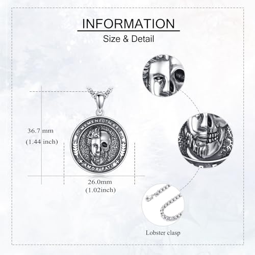Collier Memento Mori en argent 925, bijou Stoa haut de gamme - 4