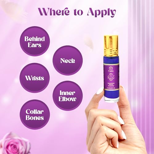 Image of Purple Oud Attar Perfume Oil Roll On for Men and Women | Bergamot, Fresh, Citrus and Melon Fruit Fragrance Notes | 12 Hrs Long Lasting, Alcohol Free | Ideal for Gift | 6ml