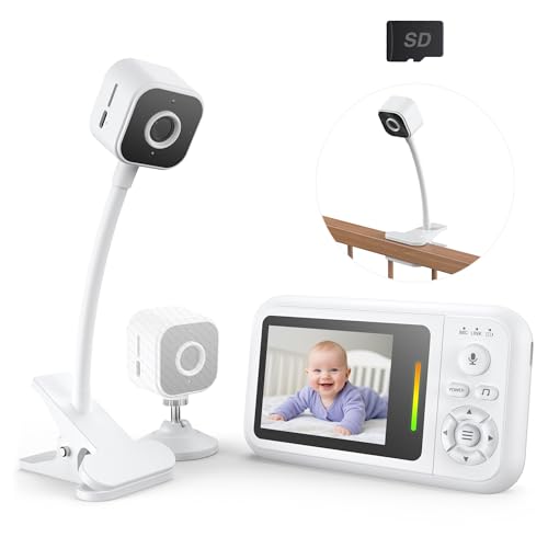 NUOTUN Baby Monitor with Camera and Audio, Baby Monitor No Wifi with Clip for Crib & Stand, Portable 2.8’’ HD Monitor 1080P Video, NightVision,...