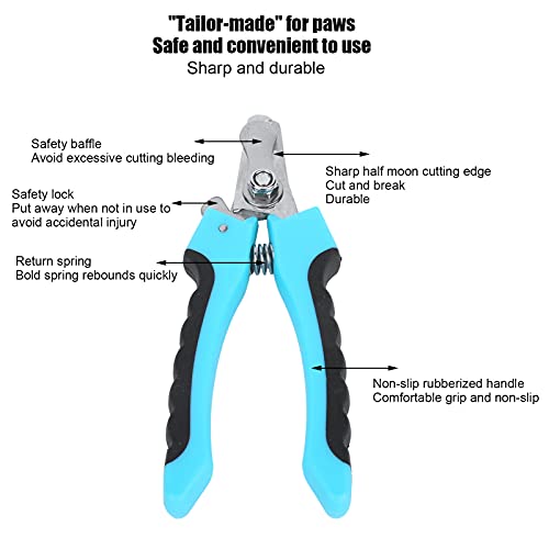 Greensen Cortauñas Profesional para Perros, Hojas de Acero Inoxidable con Seguro y Lima de Uñas, para Aseo de Mascotas Perros Grandes (Azul Ácido Talla Grande) - imagen 3