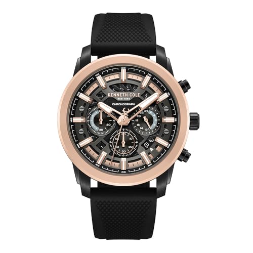 Montre chronographe Kenneth Cole pour homme en acier noir de 44 mm