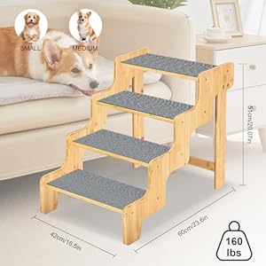 Dog-Stairs-for-High-Bed-and-Couch-Bamboo-Dog-Steps-for-Large-and-Small-Dogs-4-Step-Non-Slip-Balanced-Pet-Stairs-for-DogCat-Wooden-Dog-Steps-for-High-Beds - Cucciolini Doodles Dog-Stairs-for-High-Bed-and-Couch-Bamboo-Dog-Steps-for-Large-and-Small-Dogs-4-Step-Non-Slip-Balanced-Pet-Stairs-for-DogCat-Wooden-Dog-Steps-for-High-Beds