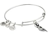 Alex and Ani Mermaid Charm Russian-Silver Expandable Bangle Bar Bracelet