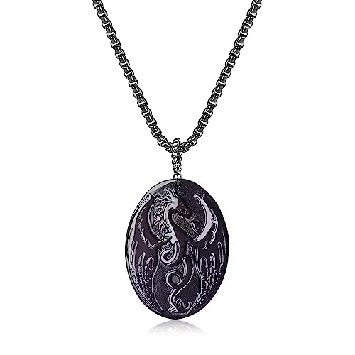 Pendentif dragon occidental obsidienne idée cadeau homme