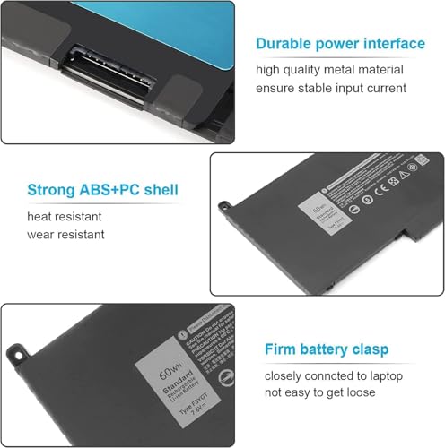 Image of WeFly F3YGT Laptop Battery for Dell Latitude 12 7000 7280 7290 /13 7000 7380 7390 P29S002 /14 7000 7480 7490 P28S P28S001 P73G P73G002 Series DM3WC 0DM3WC DM6WC 2X39G KG7VF V4940 451-BBYE 453-BBCF