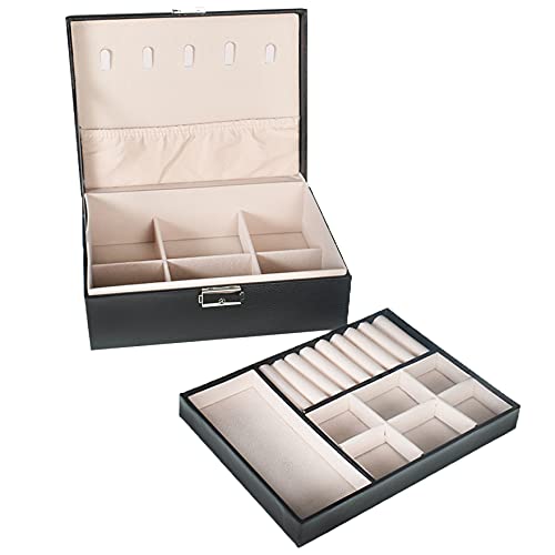 AISENPARTS 2 couches organisateur de boîte à bijoux avec cintres collier compartiment amovible étui de en velours bagues bracelets boucles doreilles colliers bracelets cadeau pour femmes filles Cover