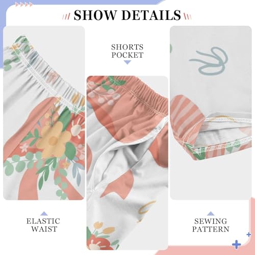 Cute Bouquet Boys Pants Boys Athletic Pants Long Pant for Boywith Pockets Wide-Leg Size 6-14Y4