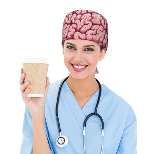 Image of Working Cap, Scrub Cap with Sweatband, Adjustable Tie Back Hat Breathable Headgear for Women /Men