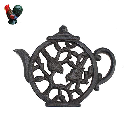 Ztianef Ornament Cast Iron Teapot Double Bird Potholder Retro Coaster Bowl Mat Pot Mat Plate Mat Round Home Decor #TOP19