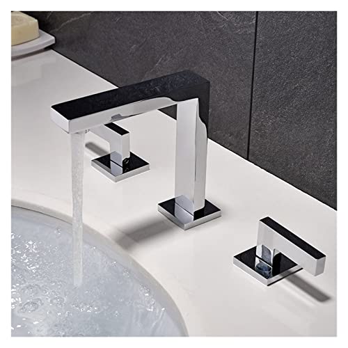 Mitigeur de lavabo en laiton carré avec double commande chaude et froide précise - 2