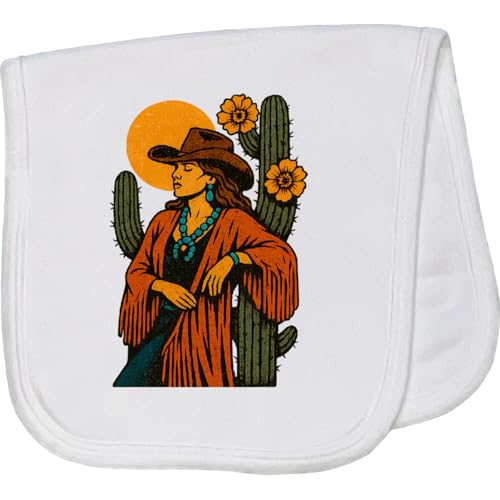 inktastic Southwestern Cowgirl Baby Burp Cloth White 46323