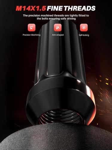 Image of Sposuit 32 Pcs M14x1.5 Black Lug Nuts, 19mm Hex - Replacement for GMC