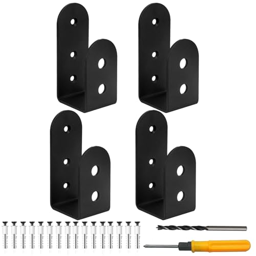 Yinrikom 4Pcs Door Barricade Brackets,U Shaped Bar Security Door Locks Brackets,for House Garage Barn Shed Gate Door Reinforcement, Fits 2 x 4 Lumber