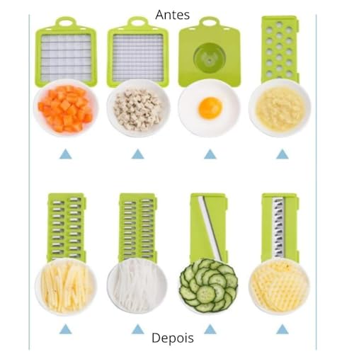 Cortador e Fatiador 13 em 1 para Alimentos Frutas e Legumes – Multifuncional com Lâminas de Aço Inox