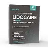 Careland 4% Lidocaine Patches Plus 1% Menthol 15 Count Pain Relief Patches Maximum Strength lidocaine, Back Pain Relief Products, for Neck Knee Joint Pain Nerve Shoulder Pain Relief