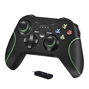 AUFGLO Drahtlos Controller für Xbox One, PC Gamepad mit 2.4G drahtlos Adapter, eingebaute Dual Vibration, kompatibel mit Xbox One/One S/One X/One Elite/PS3 Host/Windows 10 (Schwarz)