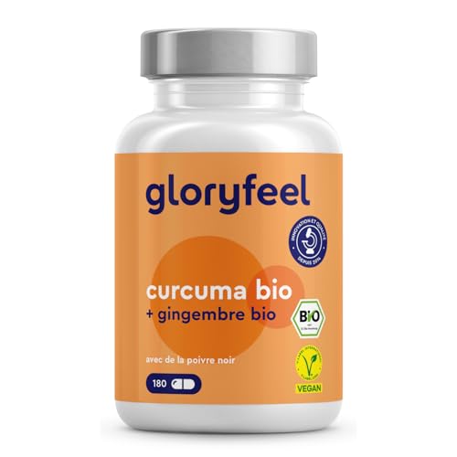 Curcuma Bio avec Gingembre et Poivre Noir, 3300 mg par Dose Quotidienne, Curcumine et Piperine Bio Hautement Dosée, Naturelle d'Origine Indienne, 100% Végane, Sans Additifs, Complément Alimentaire