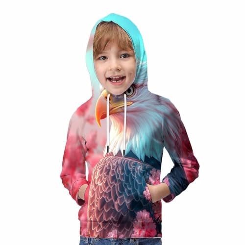 Sweat aigle en fleurs enfants pull style 3D filles garcons 13 ans
