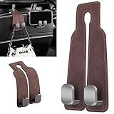 2Ps Car Seat Back Double Hook,Car Hooks for Headrest, Double Headrest Hooks Purse Holder & Mobile Phone Holder,Multifunctional Hook for Car Seat Back, Car Headrest Hooks for Purses and Bags(Brown)