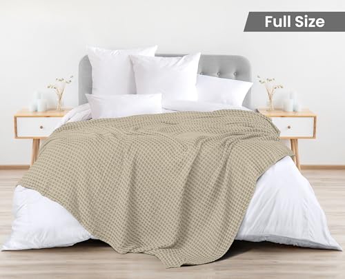 Image of Utopia Bedding 100% Cotton Waffle Weave Blanket Full Size for Bed - Lightweight, Breathable Summer Blankets Soft and Cozy, Gifts for Women Home Room Decor (Khaki, 90x84 Inch)