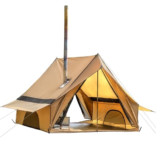 POMOLY Camping Hot Tent Cabin Tent Plus-Sized, Chalet 70 Max Portable Wall Tents with Two Poles for 2-4 Person Hiking, Backpacking (L)