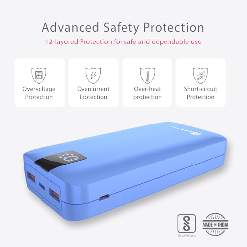 Image of Beetel Volte Series PB20 20000mAh Power Bank 22.5W Fast Charging | Triple Output QC3.0, PD3.0 & PPS | Pass Through Charging | Designed for Apple iPhone, Samsung, OnePlus and All Smartphones | Blue