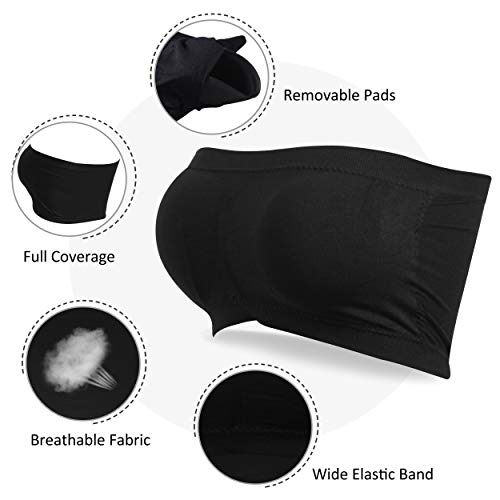 Time And River Padded Tube Bra For Women, Breathable Comfy Strapless Basic Bandeau Sports Bra Strapless For Women Student Tube Top Bra Strapless Crop Tops For Women 3 Packs Black Beige White, Xxxl #TOP4