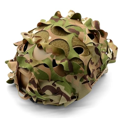 Favuit Tactical Helmet Cover, Camouflage Fast Helmet Cover Adjustable Tactical Gear Paintball Airsoft Equipment fit PJ BJ MH Fast Helmets(Desert Camo)