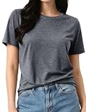 [KEFITEVD] 半袖 レディース tシャツ クルーネック 速乾 薄手 tシャツ 汗染み防止 スボーツウェア 涼しい 夏 ダークグレー XL