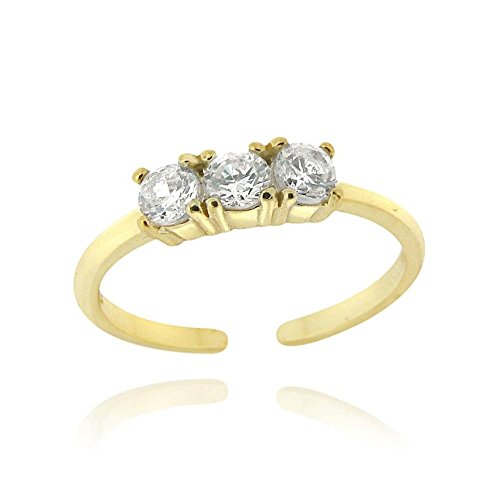 Glitzs Jewels Gold Tone Over Sterling Silver Cubic Zirconia Three Stone Toe Ring