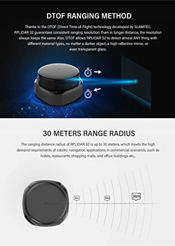 RPLIDAR S2M1 2D scanner lidar pour évitement obstacles robot mobile extérieur
