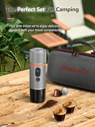 CONQUECO Portable Espresso Machine Travel: 12v Car Coffee Maker Set with Battery for Camping - Small Electric - 2.5 Mins Heating - With Ground Coffee & NS Capsule & Handbag for RV, Hiking, Office - Image 8