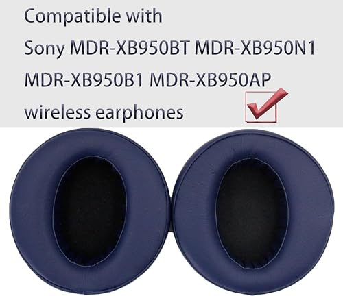 Repuestos de almohadillas para audífonos Sony MDR-XB950BT compatibles | [Azul] Almohadillas suaves aislantes de sonido de alta densidad, material cuero proteico miniatura 4