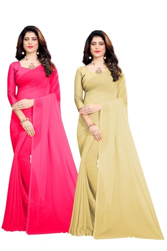 Sari en georgette vêtement de fête confortable qui ne tient pas chaud - Lot de 2
