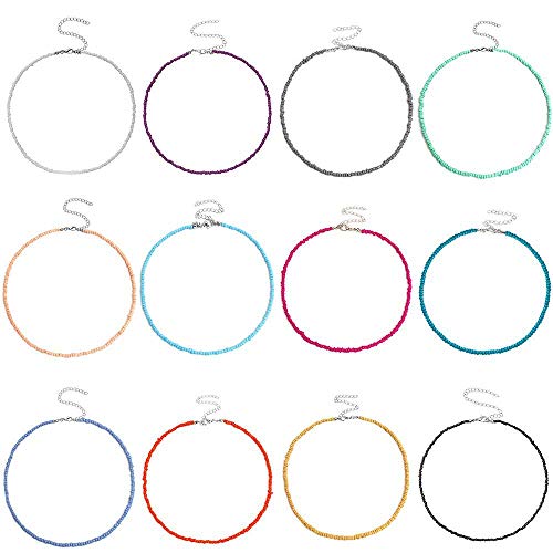 Bohemian Beaded Choker Necklace for Women Adjustable Colorful Rice Bead Necklace Handmade Beach Necklace Boho Beach Summer Ocean Hawaii Jewelry For Women Men4