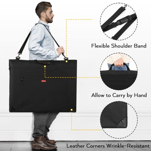 Nicpro Light Weight Art Portfolio Bag, 18X24 Black Art Canvas Portfolio Case With Detachable Shoulder Strap, Leather Corners, Carrying Storage Case For Artwork, Poster, Sketching, And Drawing #TOP3