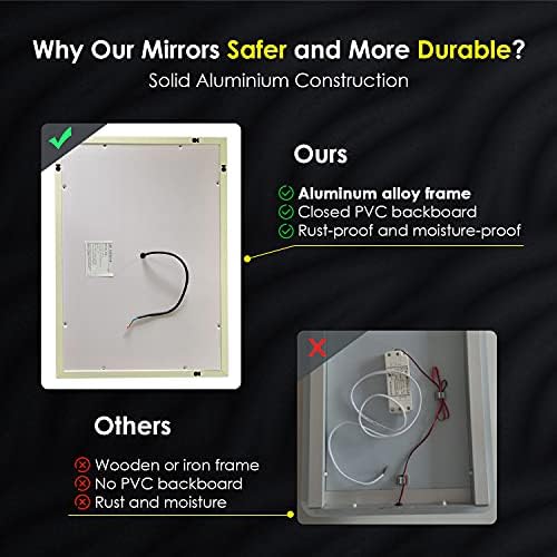 ELEGANT Bathroom Led Mirror with Shaver Socket and Bluetooth Speakers | 600 x 500 mm | Sensor Touch | Demister | Smart Illuminated LED Bathroom Mirror