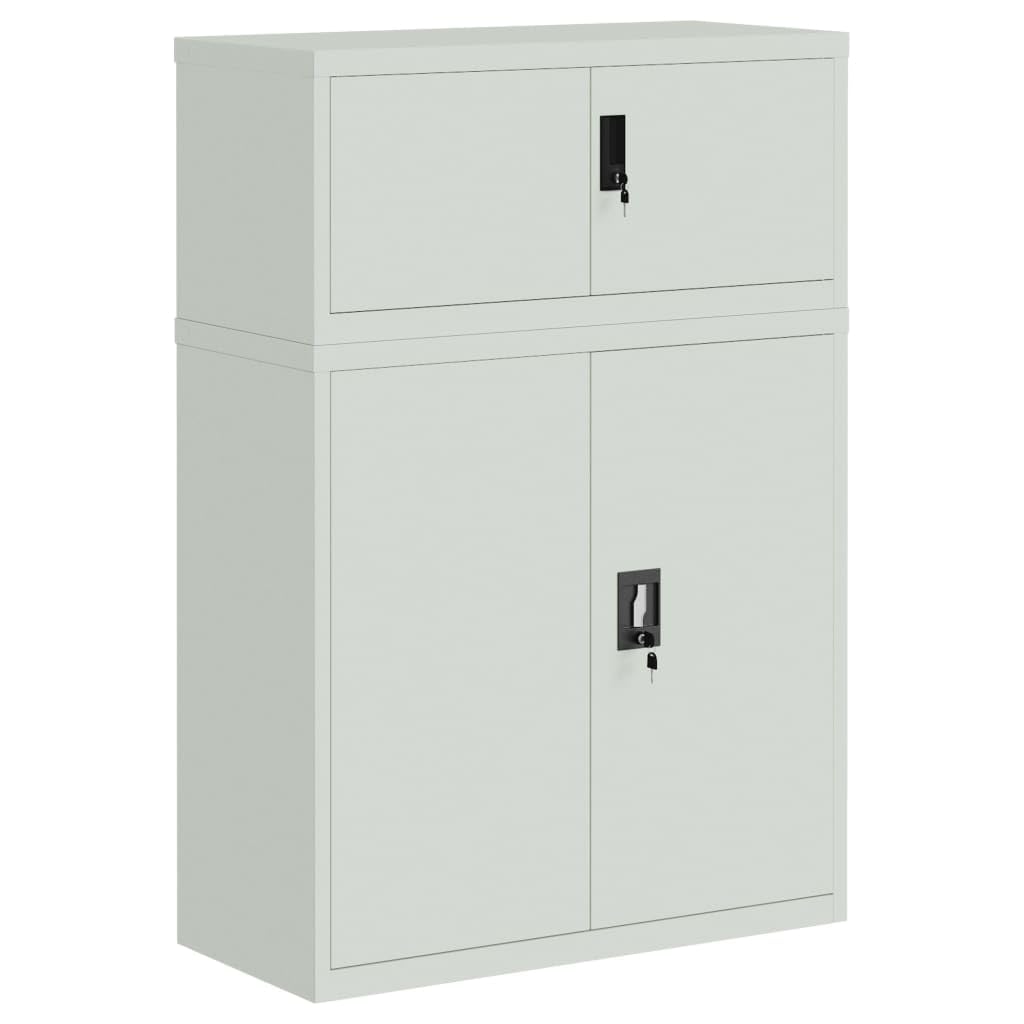 Générique Raccoglitore grigio chiaro 90 x 40 x 130 cm in acciaio con 2 ripiani regolabili, chiudibile per la sicurezza dei file, spazio per scrivania spazioso e durevole
