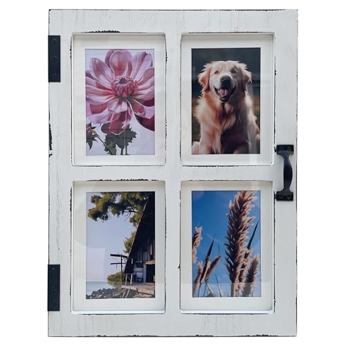 ABELOTS Window Collage Picture Frame for 4x6 and 5x7 Photos, Rustic Farmhouse Home Decor for Living Room, Bedroom, Bathroom, Hallways, Horizontal or Vertical Display (White)
