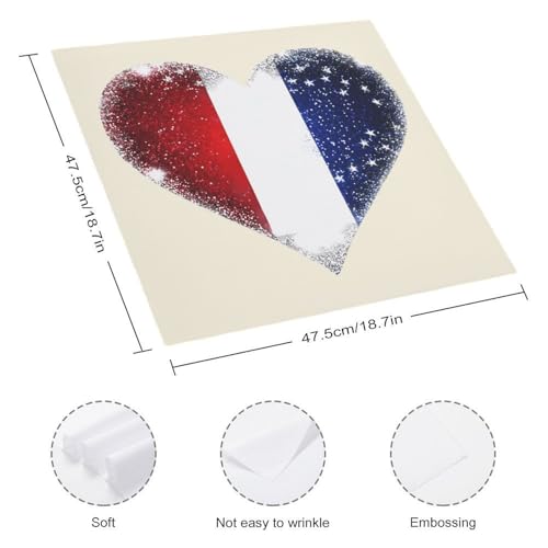 Servilletas de tela suaves y lavables con diseño de corazón tricolor francés 3