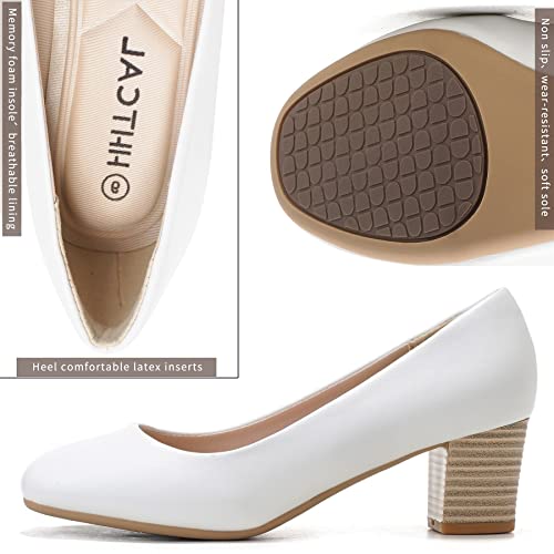 HHTCAL Women's Pumps Round Closed Toe Chunky Heels Comfortable 2 inch Block Low Heel Dress Shoes for Office Work Business Formal4