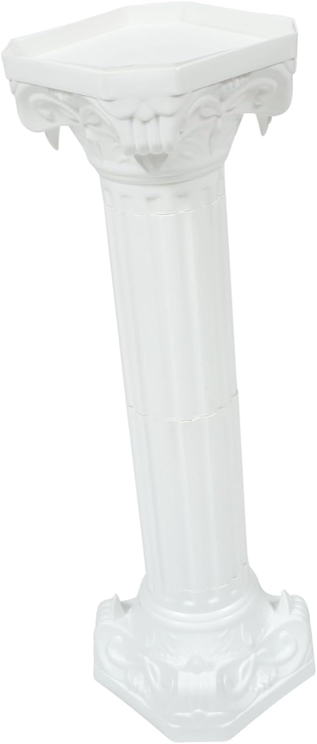 Mikikit Roman Wedding Pillar Column,10.53" Height White Roman Wedding Decorative Pillars Elegant Pedstal Stand Outdoor Road Guide Ornament for Weddings/Parties/Garden/photograpy