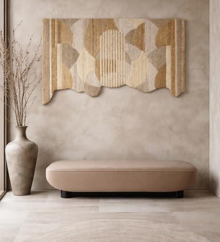 Neu Wall Handmade Woven Wall Art 5x3 Ft, Modern Abstract Wall Decor, Natural Wool Textile Wall Hanging for Living Room Bedroom Dining Room, Premium Decorative Wall Art for Home & Office, Sand-Beige