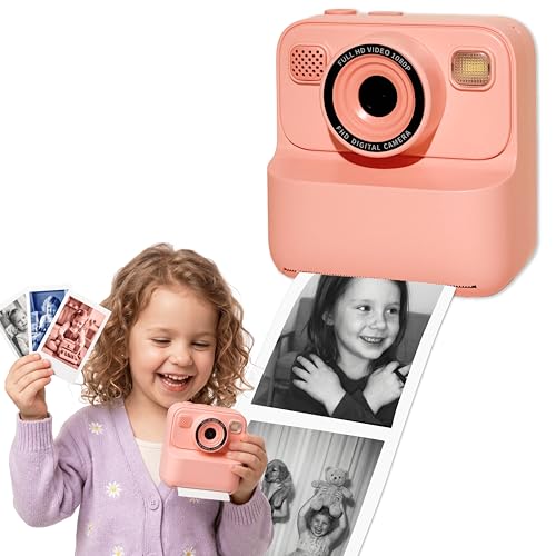 Kids Instant Print Camera Zero-Ink Thermal Printing with 4 Paper Rolls
