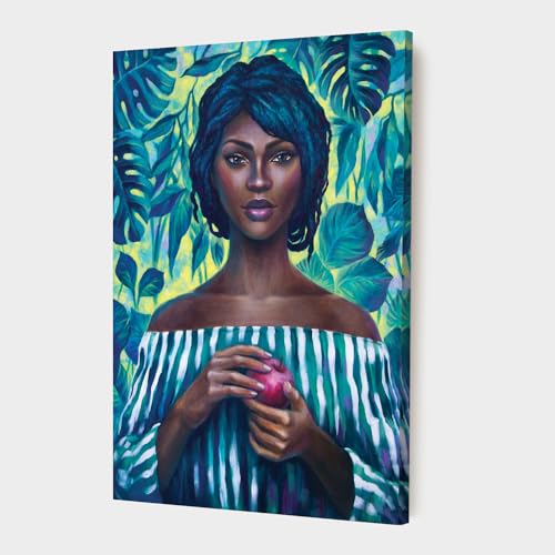 Image of PAINTINGMANTRA Stretched Modern Canvas Wall Art Painting, African Lady Artwork for Living Room, Home, Bedroom, Office Decoration (Set of 1, 16x22 Inch)
