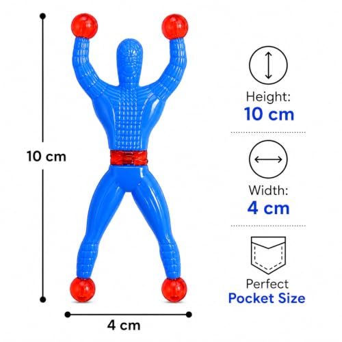 Image of Wall Climbing Sticky Man Action Figures, 5 Pcs Pack Flexible Throwing Toy Set with Red Grip Balls, Random Colour Climber Men Party Return Gifts for Kids Indoor Play